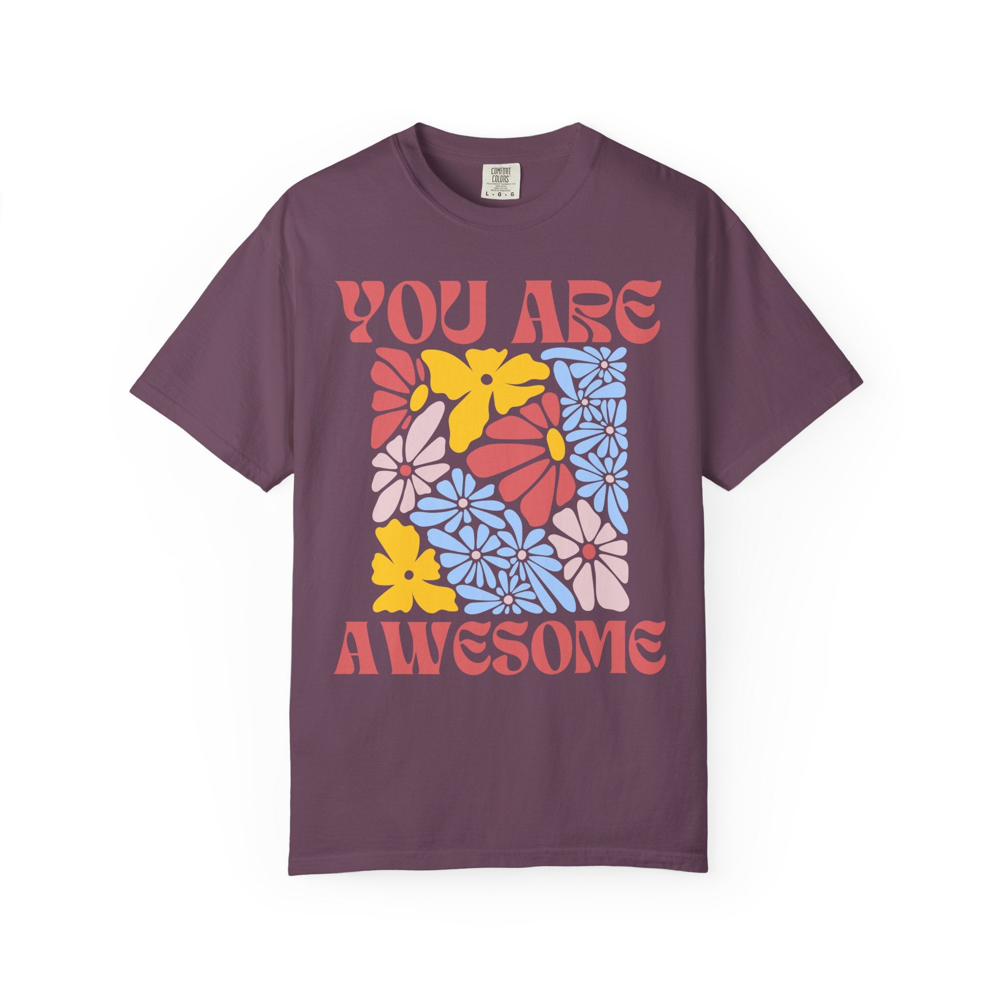 You Are Awesome Floral T-Shirt — Positive Vintage Flower Graphic Tee