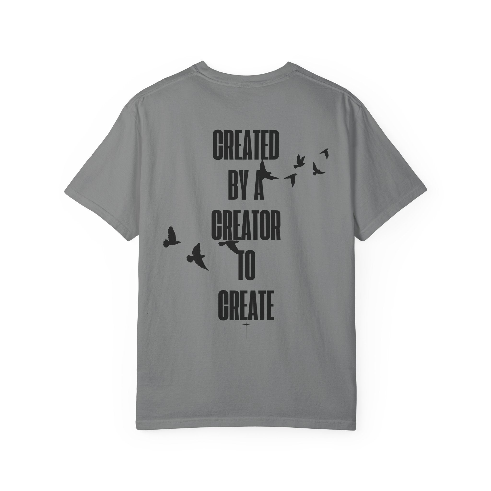 Created by a Creator to Create T‑Shirt — Inspirational Graphic Tee with Flying Birds