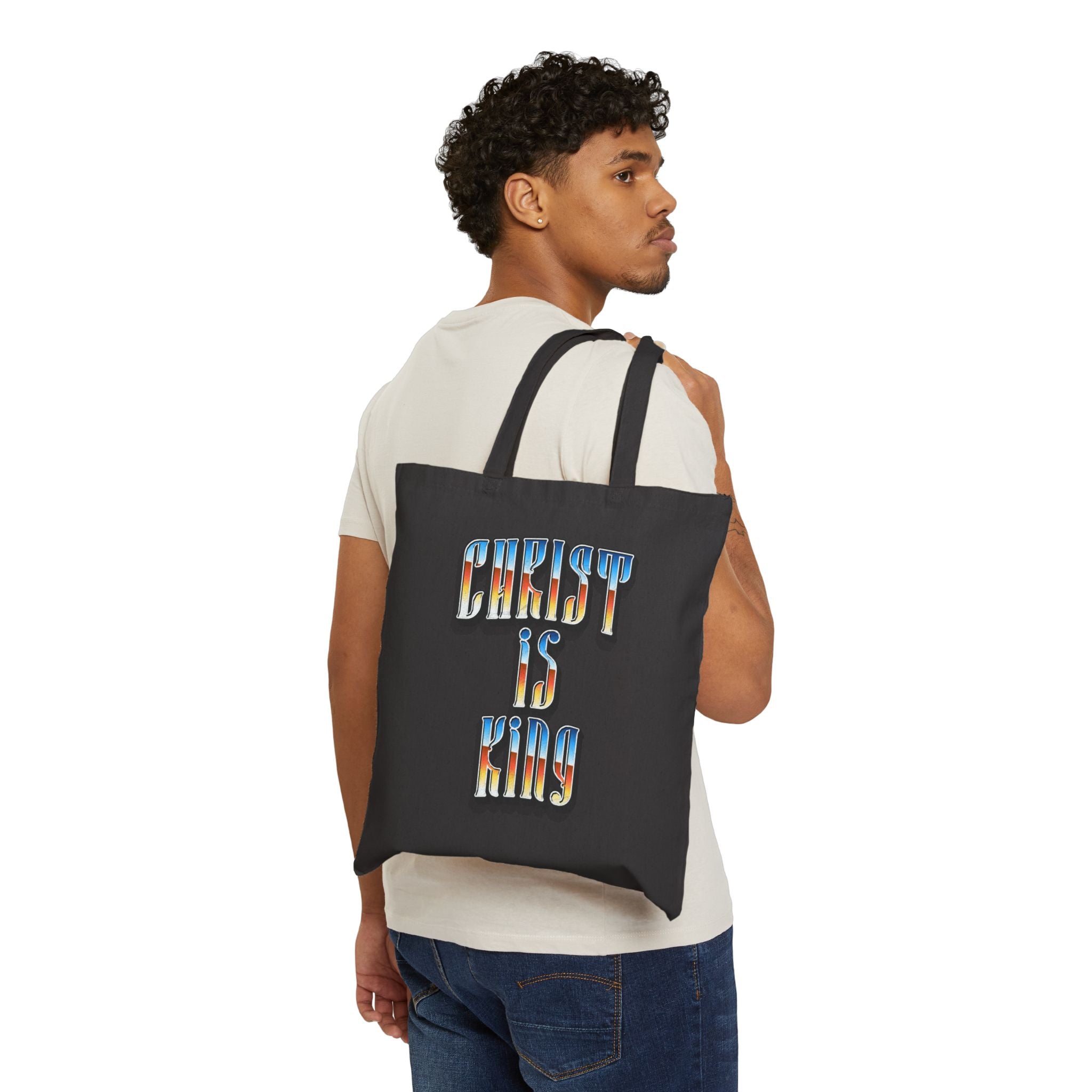 Christ Is King Tote Bag | Christian Canvas Tote | Faith Based Reusable Market Bag | Religious Gift for Believers