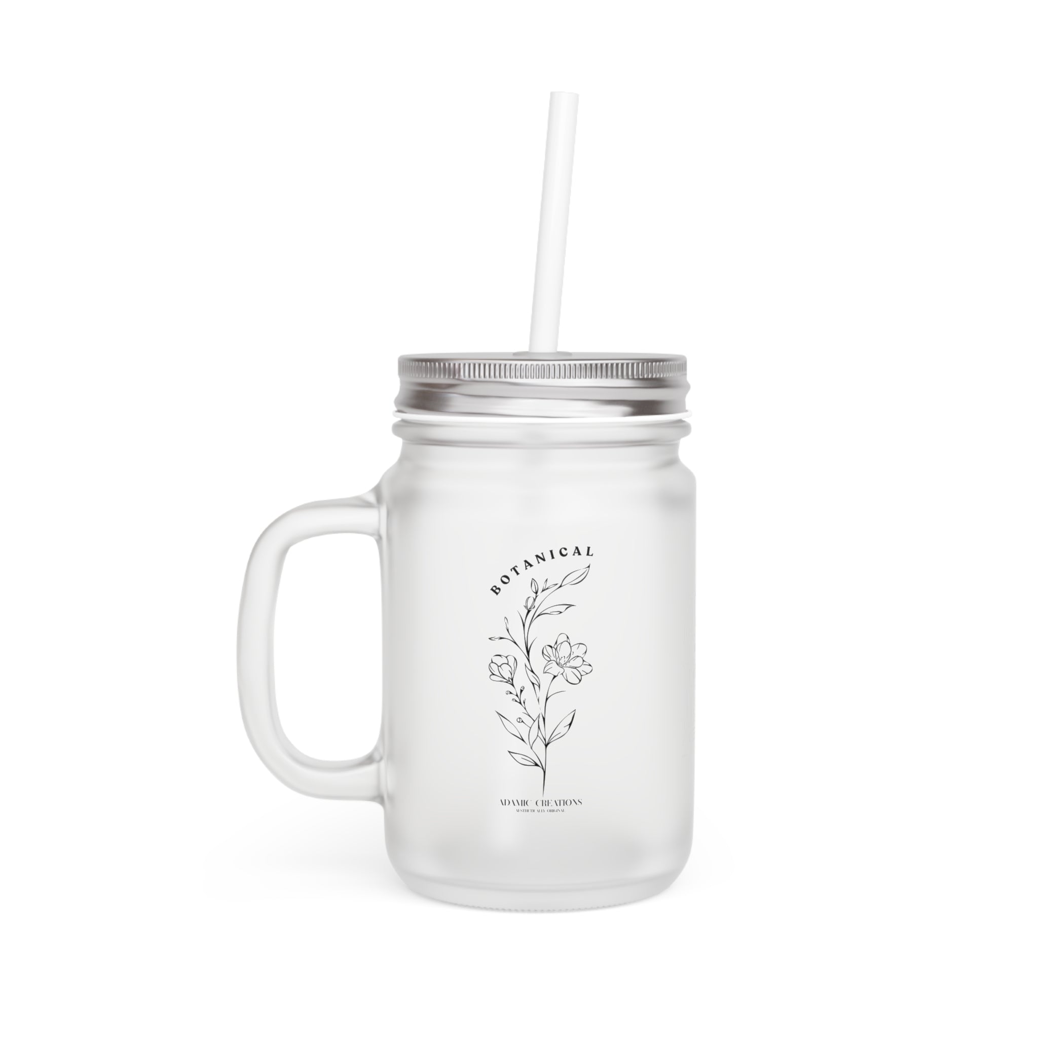 Botanical Glass Drinking Jar