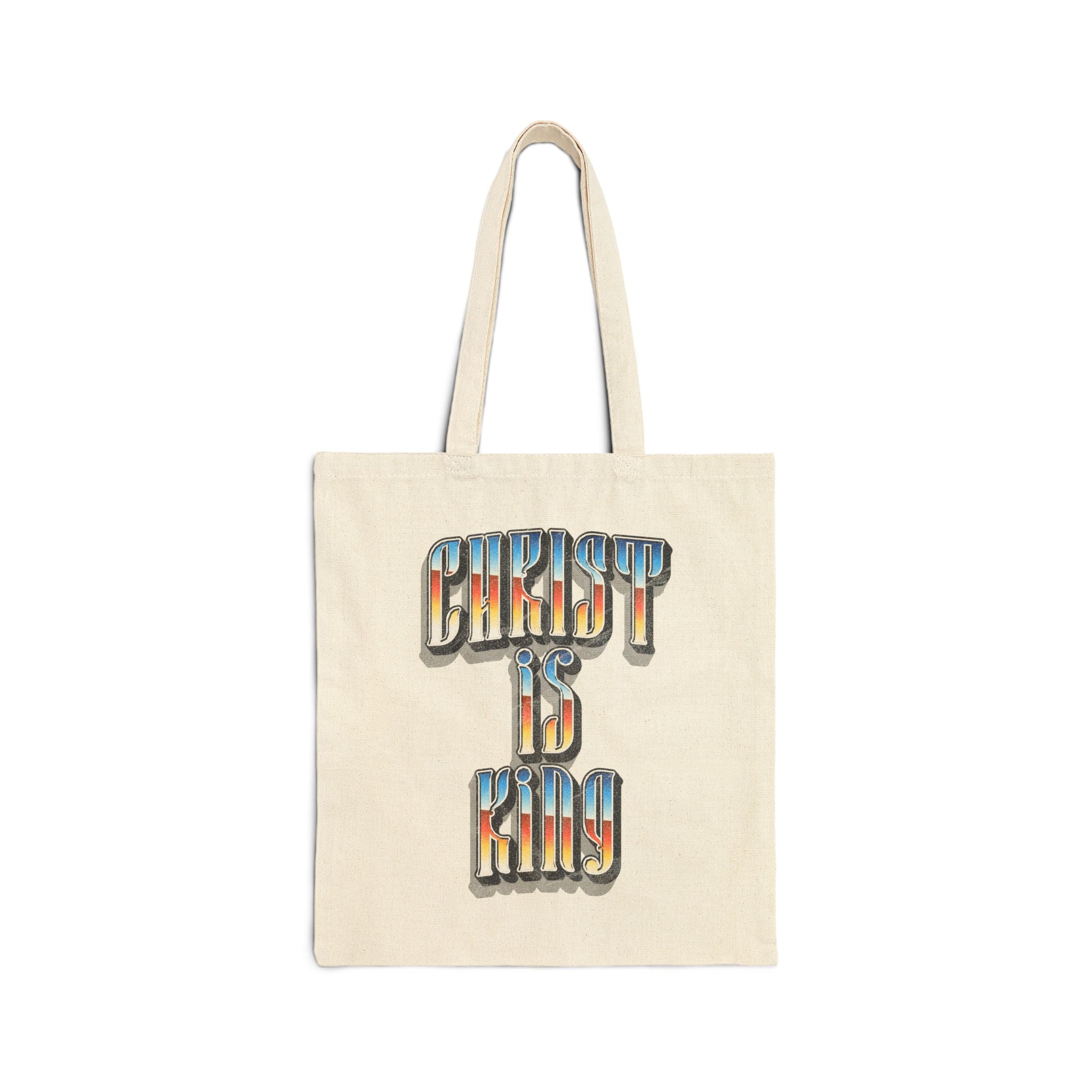 Christ Is King Tote Bag | Christian Canvas Tote | Faith Based Reusable Market Bag | Religious Gift for Believers