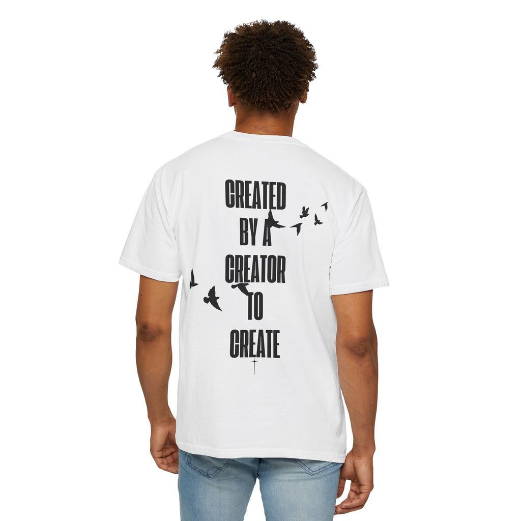 Created by a Creator to Create T‑Shirt — Inspirational Graphic Tee with Flying Birds