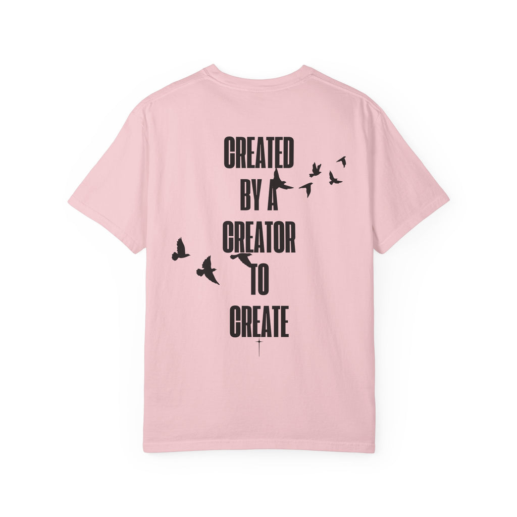 Created by a Creator to Create T‑Shirt — Inspirational Graphic Tee with Flying Birds