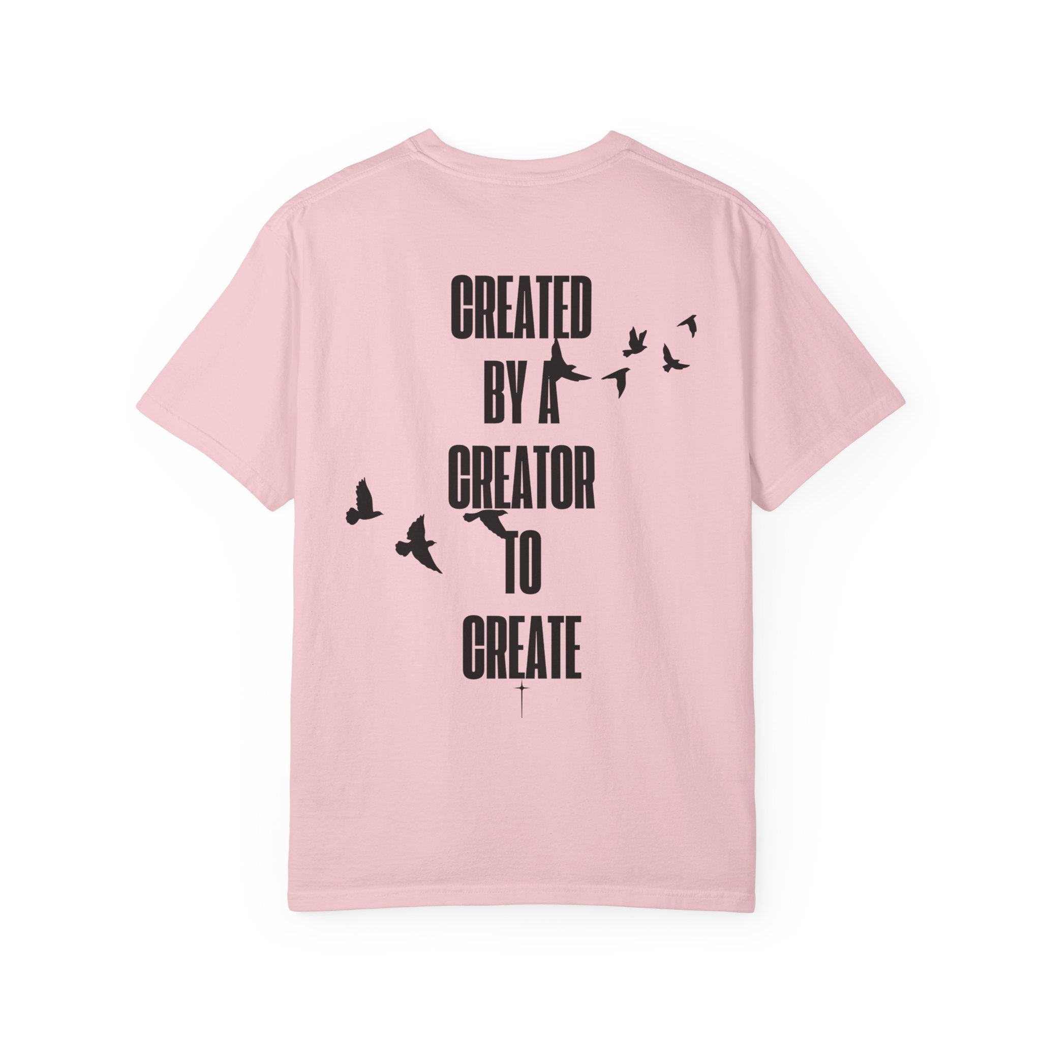 Created by a Creator to Create T‑Shirt — Inspirational Graphic Tee with Flying Birds