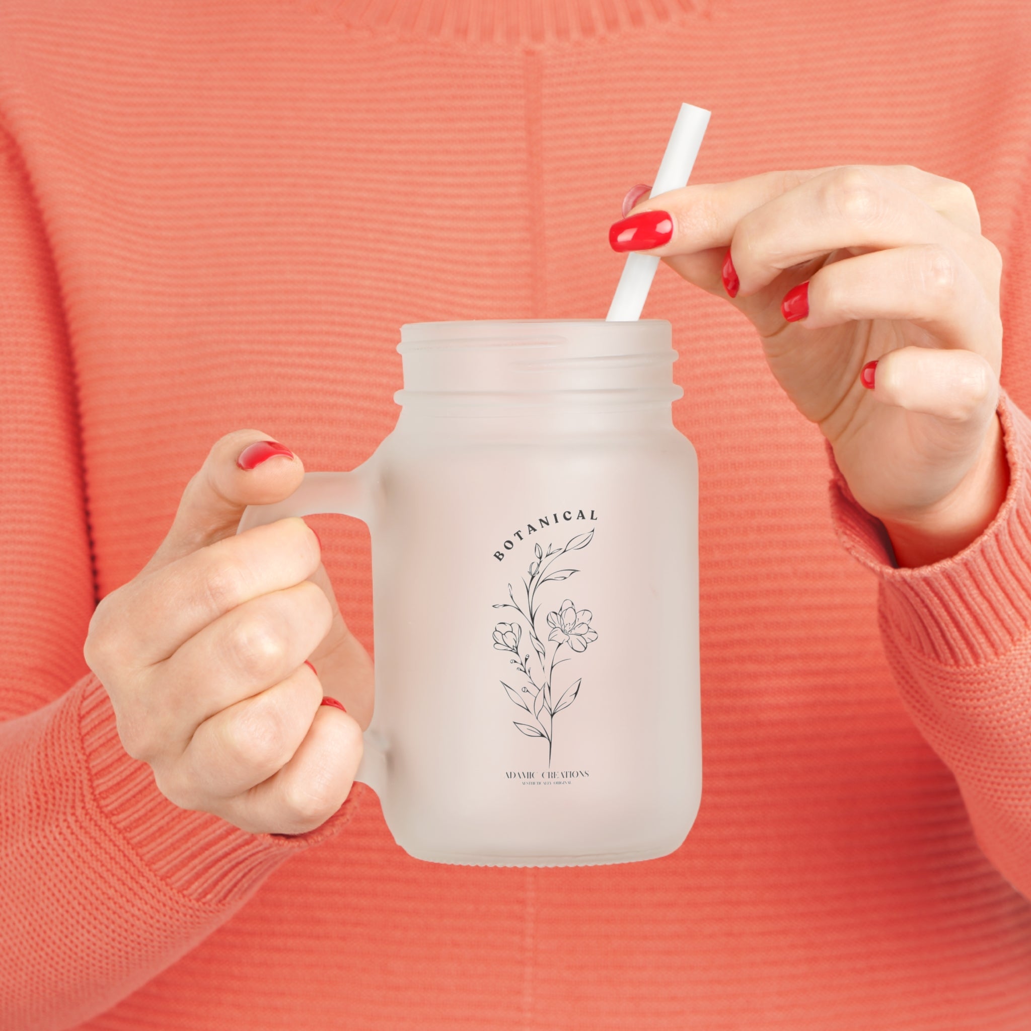 Botanical Glass Drinking Jar