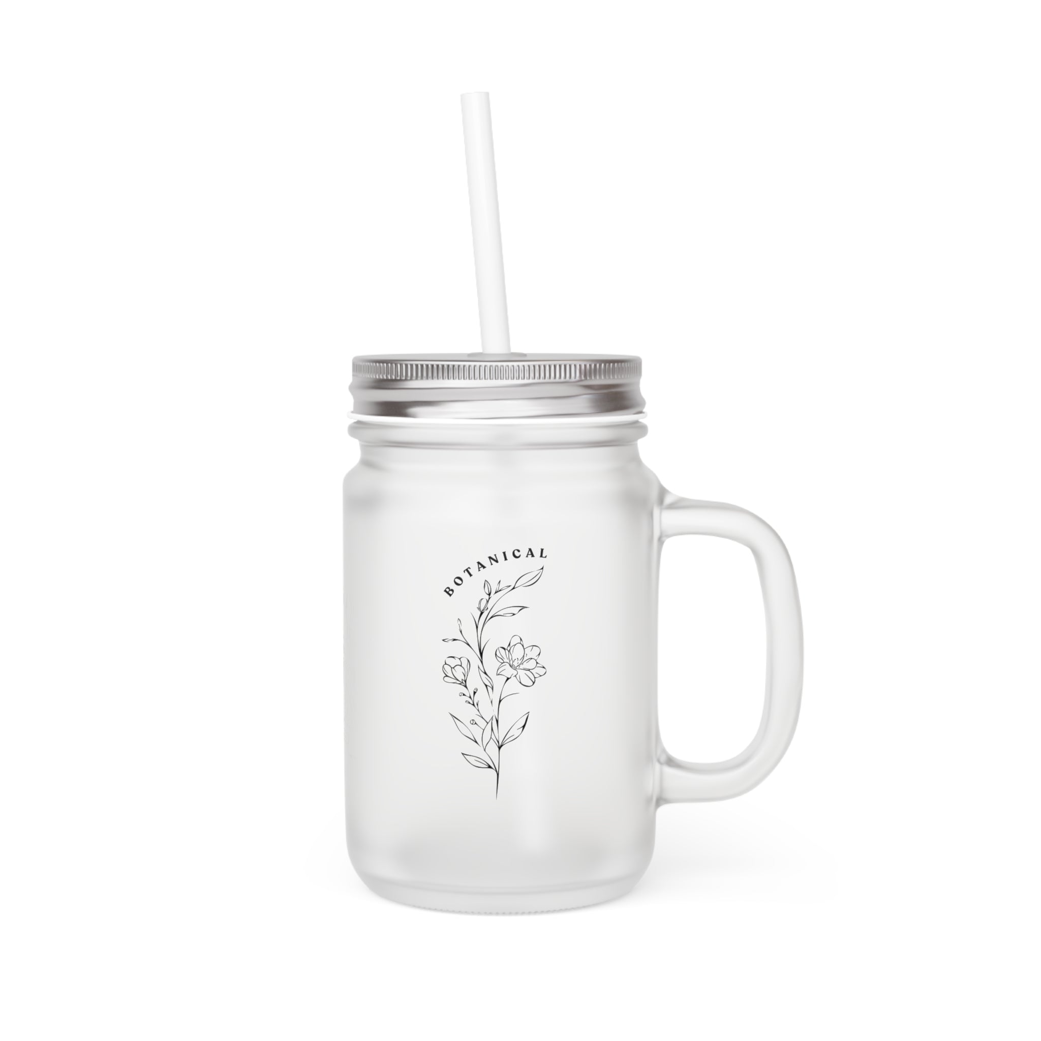 Botanical Glass Drinking Jar