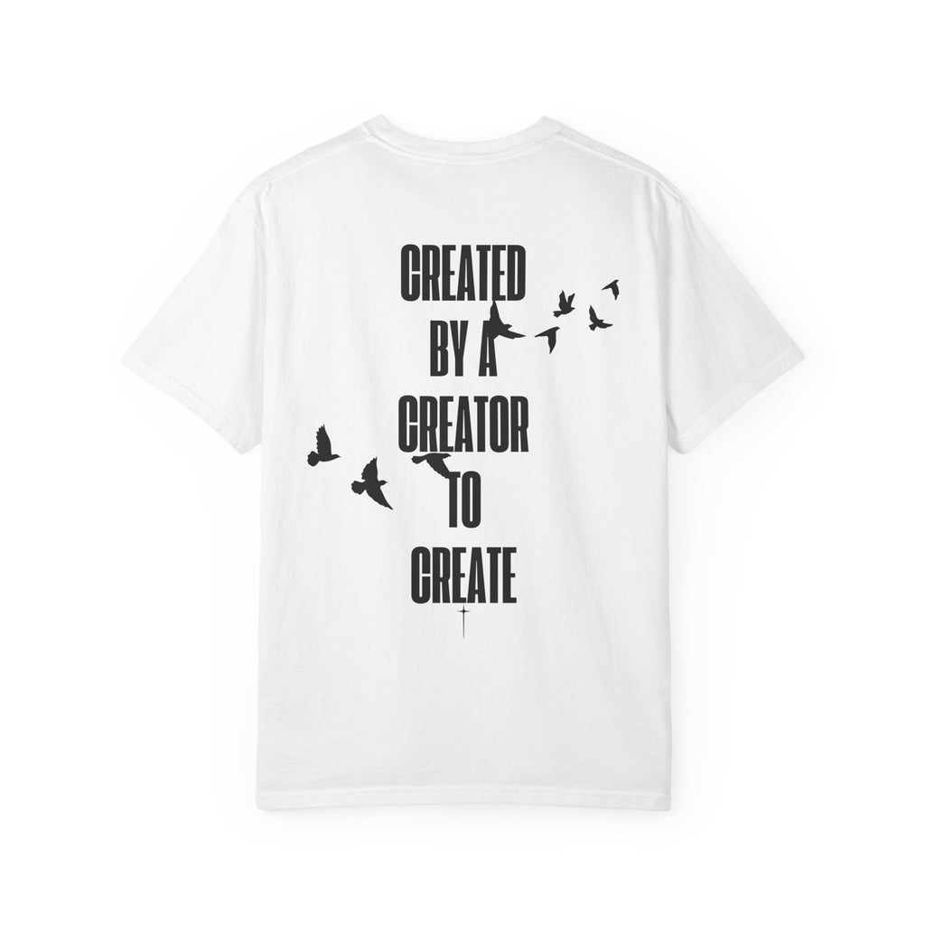 Created by a Creator to Create T‑Shirt — Inspirational Graphic Tee with Flying Birds